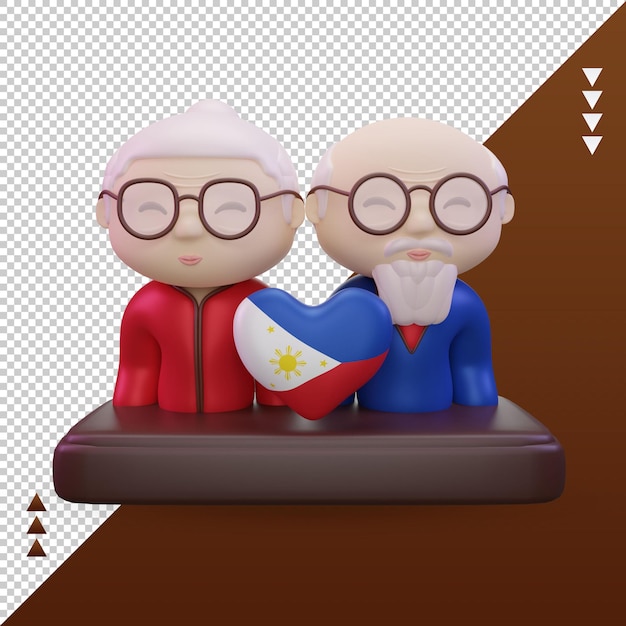 PSD 3d grandparents day love philippines flag rendering front view