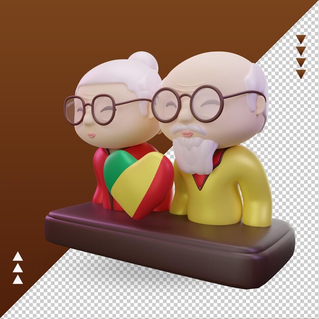 3d grandparents day love republic congo flag rendering right view