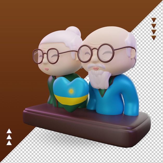 3d giorno dei nonni amore bandiera del ruanda rendering vista destra