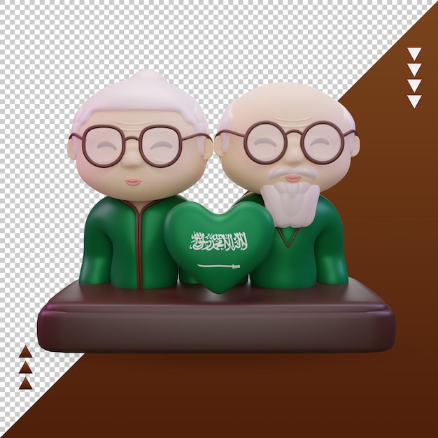 PSD 3d grandparents day love saudi arabia flag rendering front view