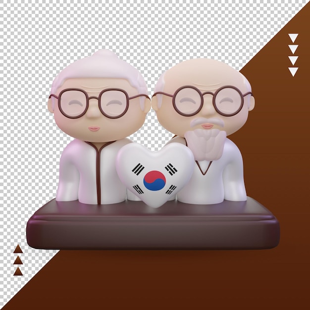 PSD 3d grandparents day love south korea flag rendering front view