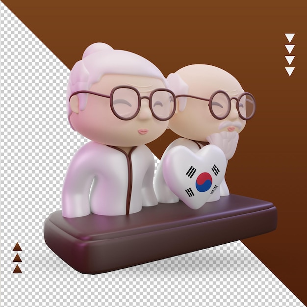 PSD 3d grandparents day love south korea flag rendering left view