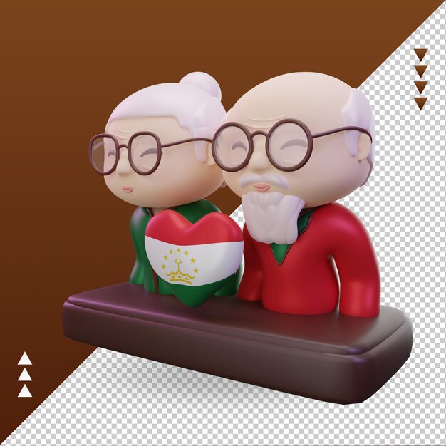 3d grandparents day love tajikistan flag rendering right view