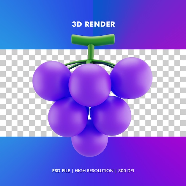 Illustrazione 3d dell'uva isolata