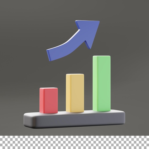 3dグラフ成長シンボルアイコン