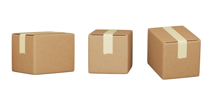 PSD 3d graphic closed delivery cardboard box