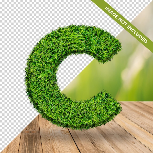 PSD 3d grass effect alphabet c with isolated background