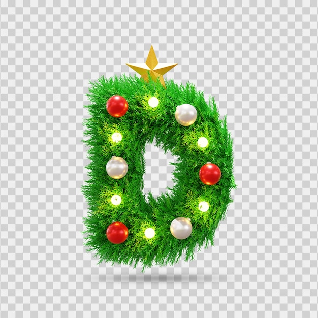 3d grass effect d letter text for christmas design