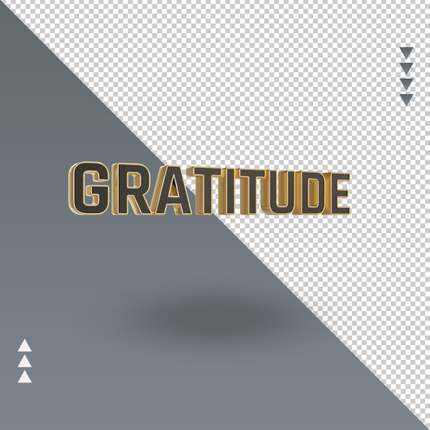 PSD 3d gratitude black gold icon rendering left view