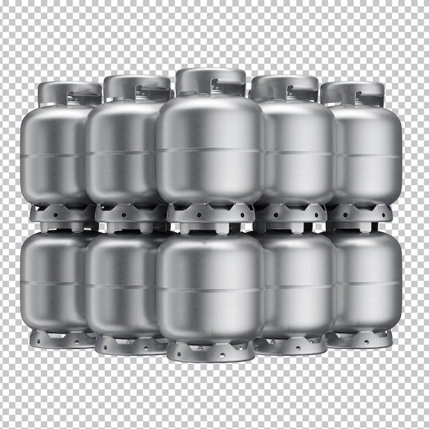 3d gray lpg gas cylinder with transparent background