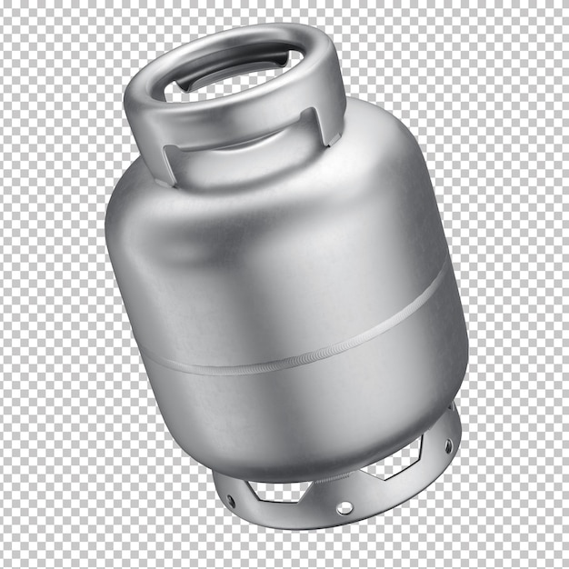 PSD 3d gray lpg gas cylinder with transparent background