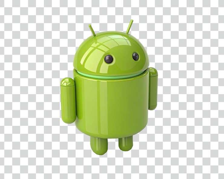 PSD 3d green android robot icon mascot represents technology innovation and digital communication