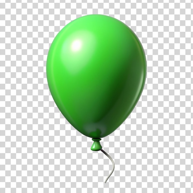 Palloncino verde 3d isolato su sfondo trasparente