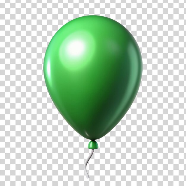 Palloncino verde 3d isolato su sfondo trasparente