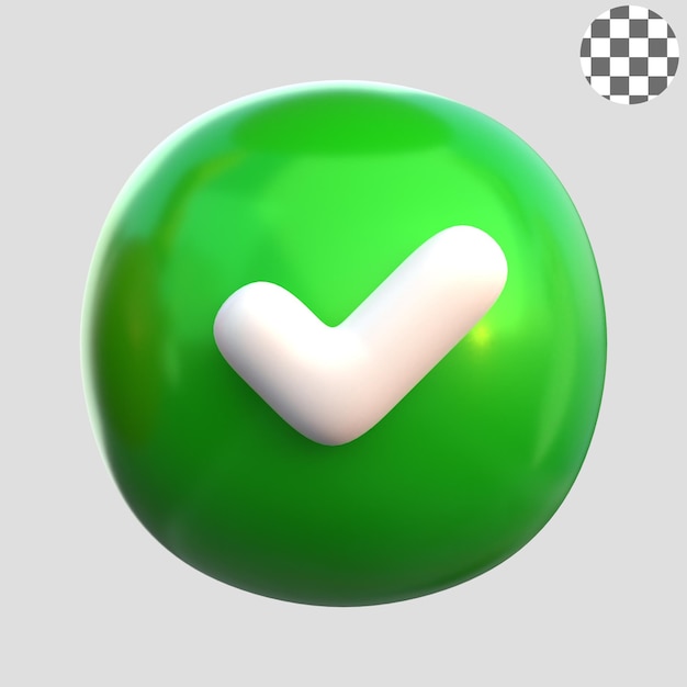 3D Green Check Mark Icon