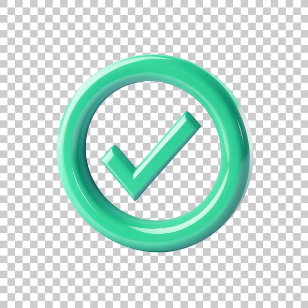 3D Green Checkmark Icon on transparent background