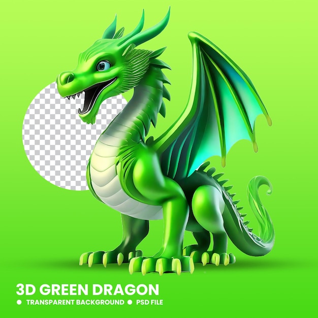 Dragone verde 3d senza sfondo psd