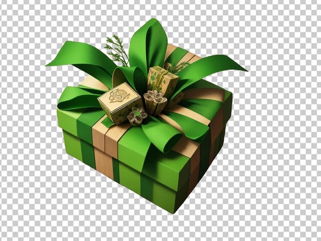 3d green gift box with a bow