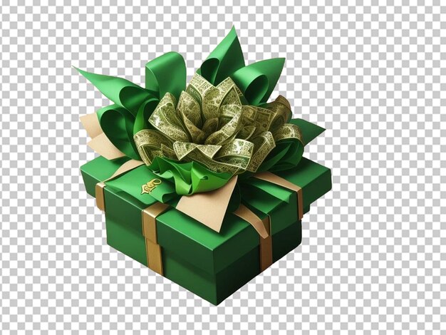 3d green gift box with a bow