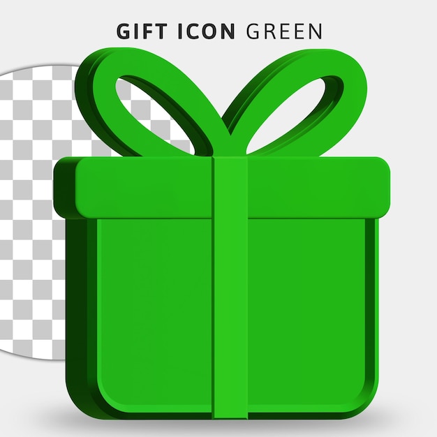 PSD 3d green gift icon on transparent background