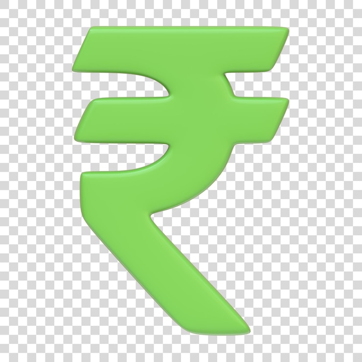 PSD 3d green indian rupee currency symbol