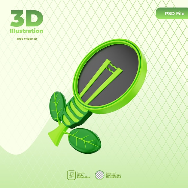 PSD 3d иллюстрация зеленого значка инноваций