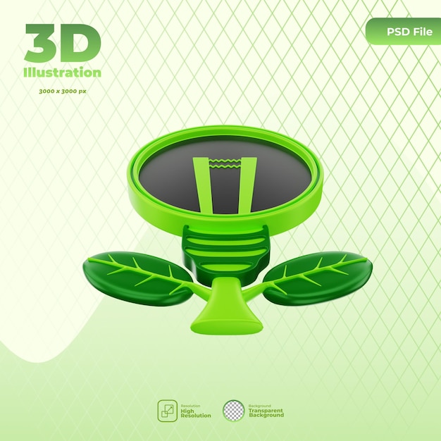 PSD illustrazione dell'icona di innovazione verde 3d