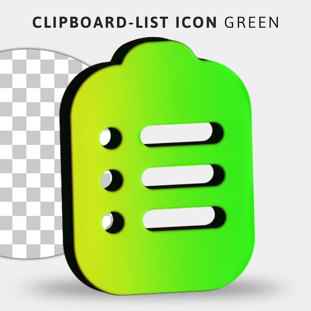 PSD 透明な背景に 3 d のグリーン リスト アイコン