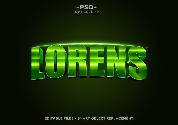 PSD 3d green lorens efekt kinowy edytowalny tekst