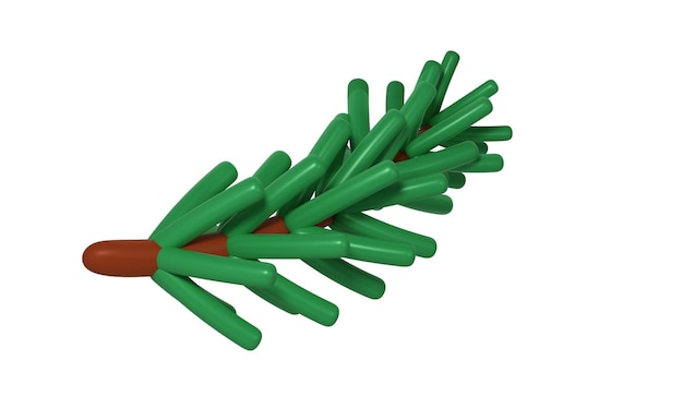 PSD 3d green lush spruce branch isolated render abstract evergreen tree fir branch gelukkig nieuwjaar