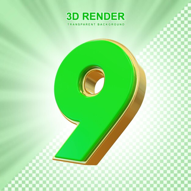 PSD 3d green number9