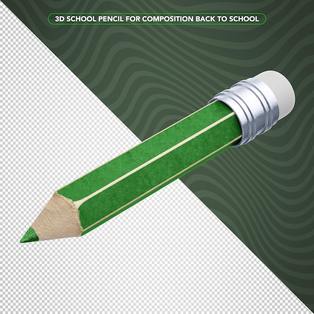3d green pencil for back to school