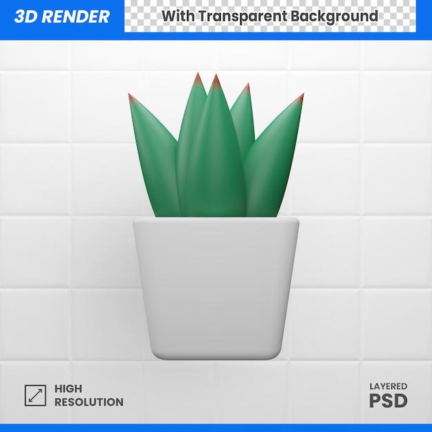 PSD 鉢植えの3d緑の植物