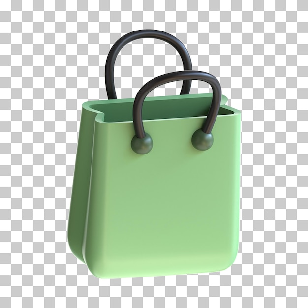 PSD iconica della borsa della spesa verde 3d