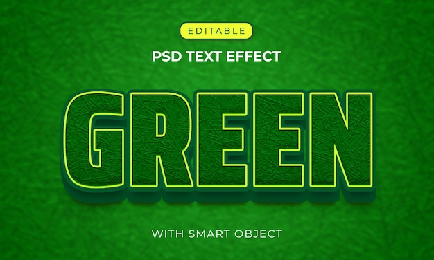 3D 녹색 텍스처 편집 가능한 텍스트 효과 템플릿