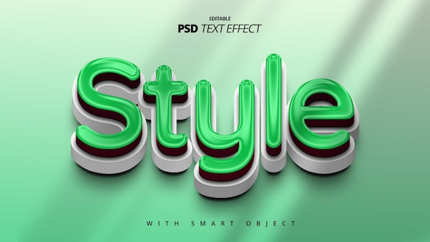 PSD 3d green white style bold text effect editable template design