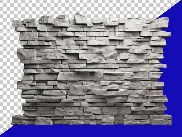 3d 透明な背景の灰色の石の壁