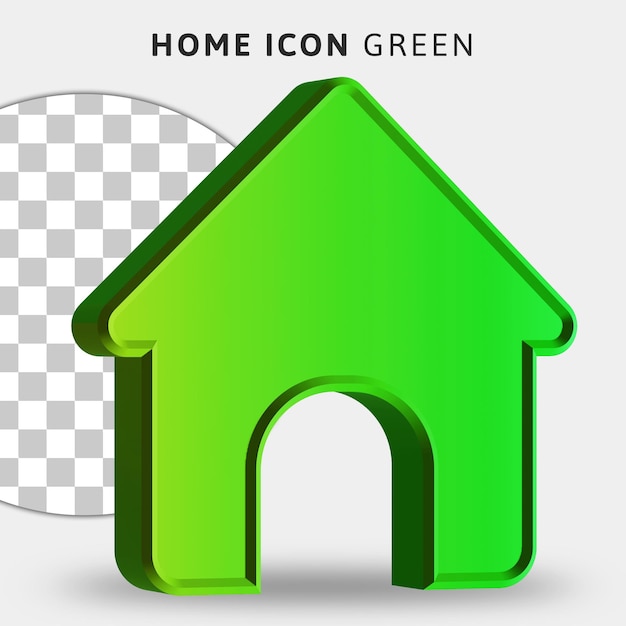 PSD 3d groen huispictogram op transparante achtergrond