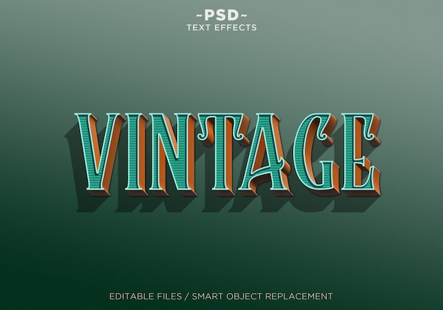 3d groen oranje vintage effect bewerkbare tekst