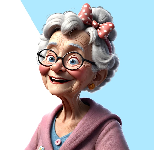 PSD 3d grootmoeder gelukkige oudere vrouw