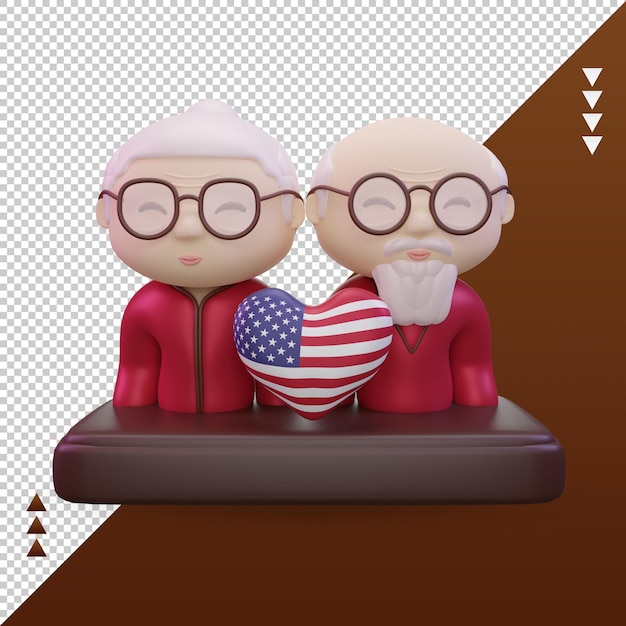 3d-grootouders dag liefde amerika vlag rendering vooraanzicht