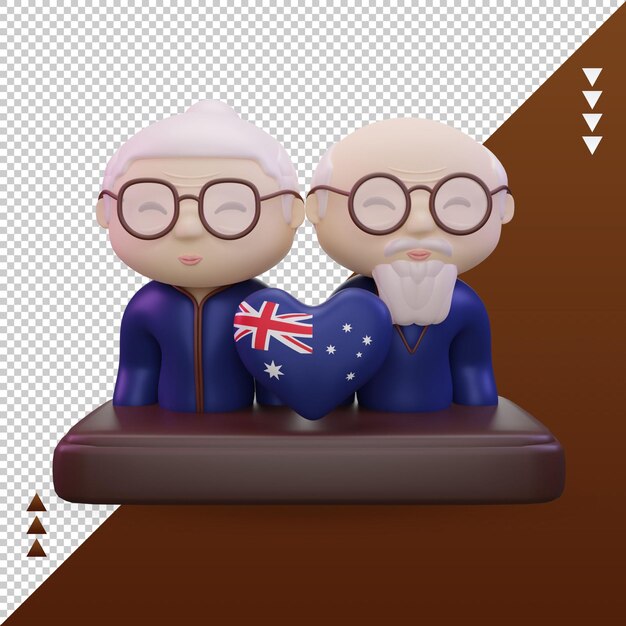 3d grootouders dag liefde australië vlag rendering vooraanzicht