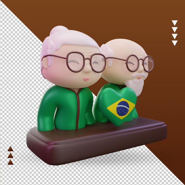 3d-grootouders dag liefde brazilië vlag weergave linker weergave