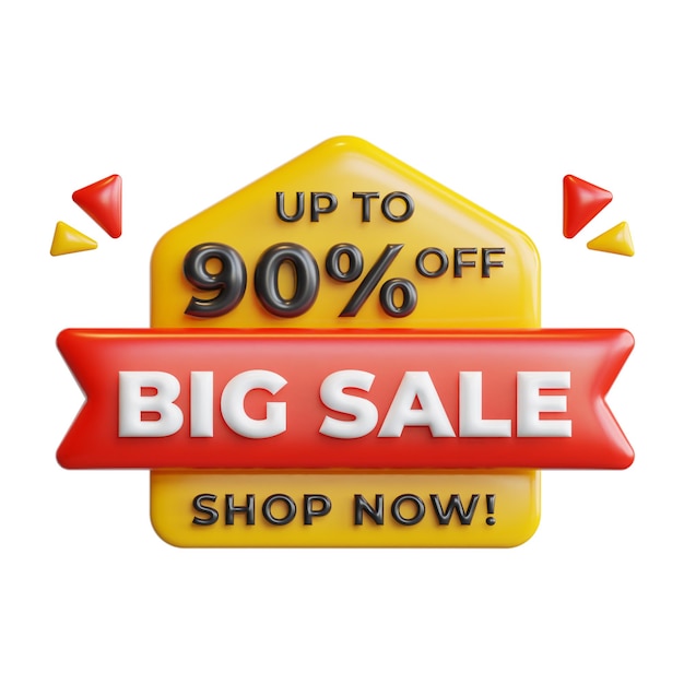 3D grote verkoop korting badge aanbieding en korting concept hoge kwaliteit illustratie en pictogram
