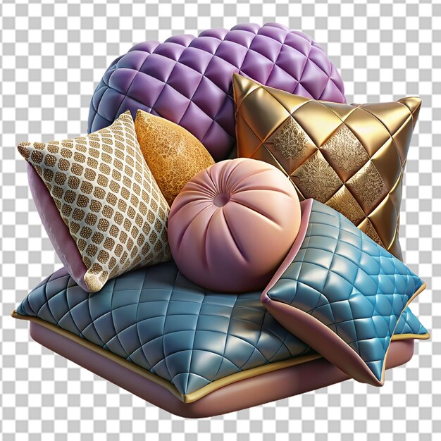 PSD a 3d group of pillows and cushions