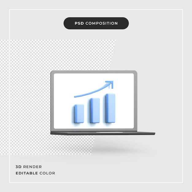 3d growth chart on laptop