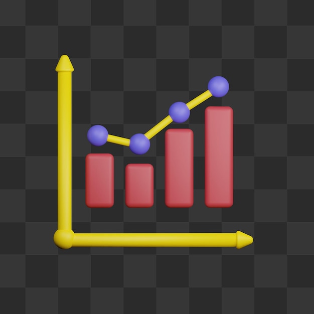 3d growth graph chart analisys illustration