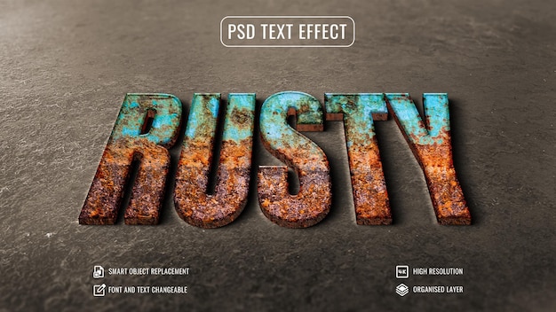 3d grunge roest gegeten metaal gekrast stalen logo mockup teksteffect psd-sjabloon