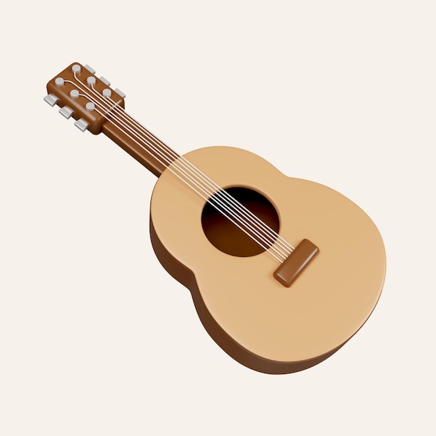 PSD 3d guitar elements for camping hiking summer camp traveling trip icon isolated on white background 3d rendering illustration clipping path