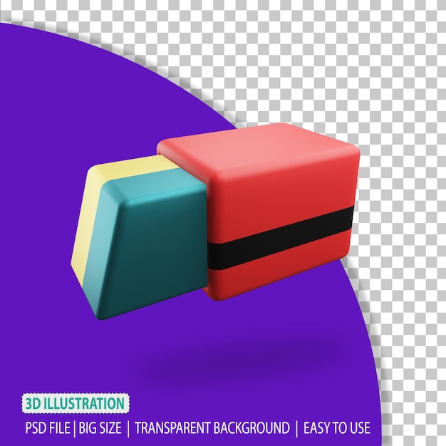 3d gum illustratie pictogram onderwijs weergave met transparante background